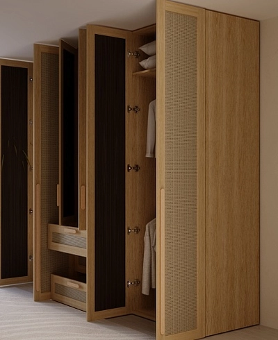 Шкафная группа, фасады натуральный ротанг Лацио 15