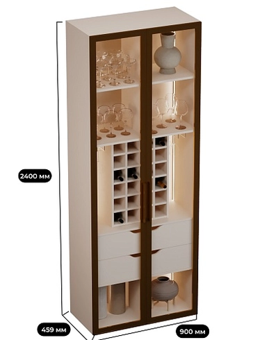 Шкаф-бар со встроенными ящиками с подсветкой R217