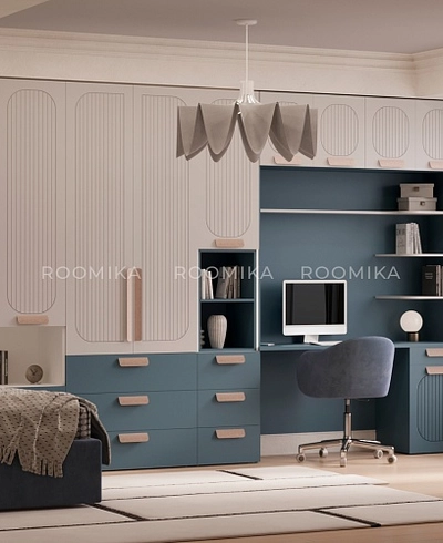 Ниша с рабочей зоной, фрезерованные фасады в эмали LE417 L/R