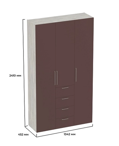 Шкаф трехдверный с ящиками узкий LG203.44