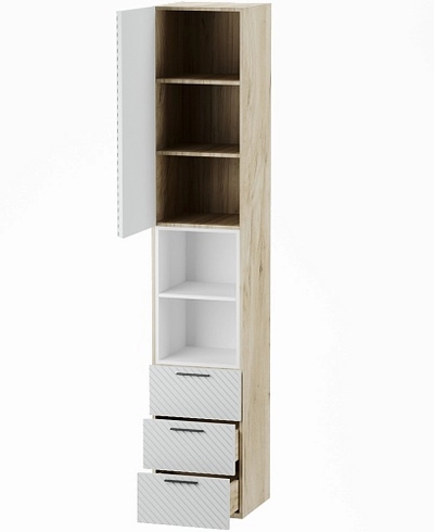 Шкаф однодверный с нишей и ящиками, фасады в эмали LE224