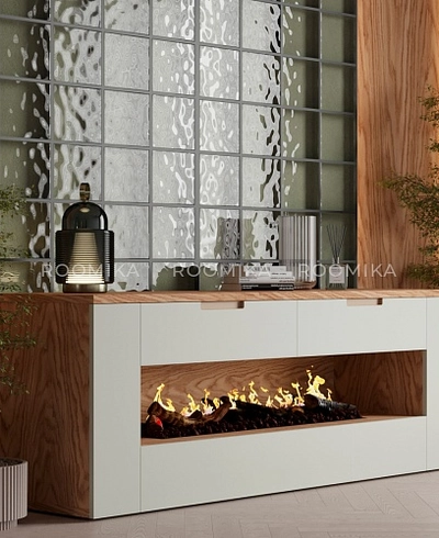 Тумба ТВ навесная с электрокамином, фасады в эмали LE551.450