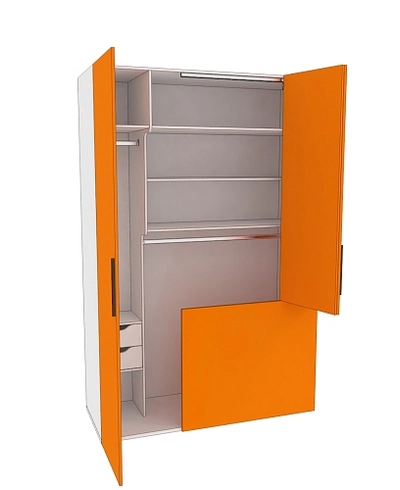 Шкаф двухдверный с фальш-стенкой и раздвижжными дверьми L205 L/R