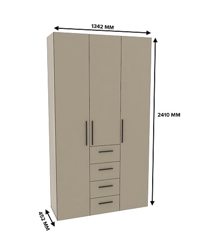 Шкаф трехдверный с ящиками узкий L203.44