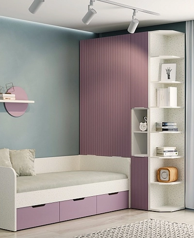 Шкаф двухдверный с фальш-панелью, фрезерованные фасады в эмали LE212.4-90