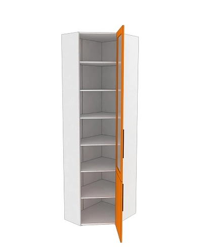 Шкаф угловой книжный со стеклом разносторонний L247.44 L/R