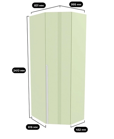 Шкаф угловой разносторонний, фрезерованные фасады в эмали LE218 L/R