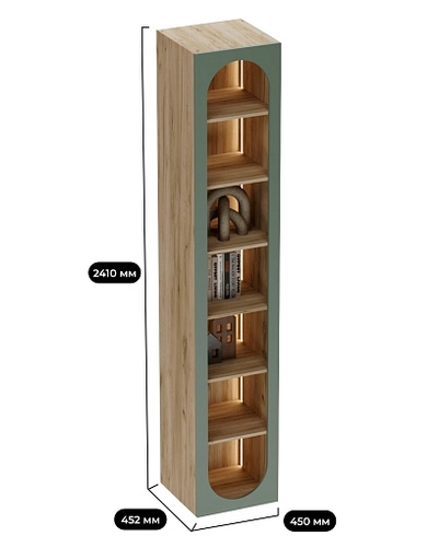 Шкаф-стеллаж с фальш-панелью МДФ с подсветкой LG223.3