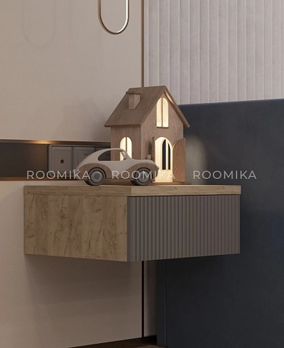 Тумба прикроватная подвесная, фрезерованные фасады в эмали LE709