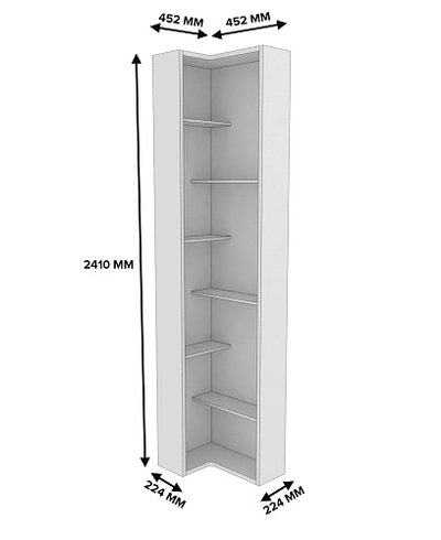 Стеллаж завершающий угловой L230