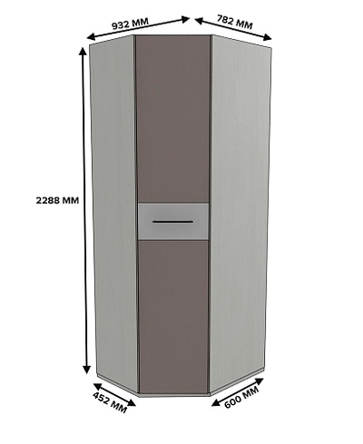 Шкаф угловой разностронний со вставкой, фасады МДФ CG-218.1 L/R