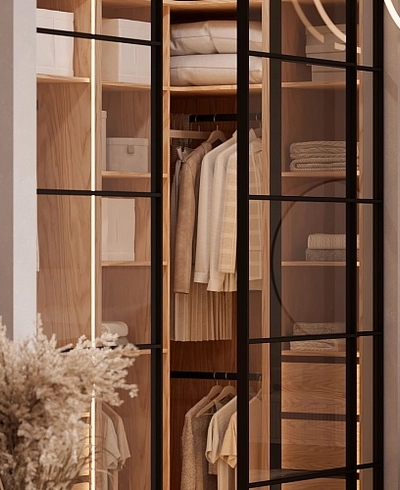 Стеклянная межкомнатная перегородка для гардеробной GRACE 20