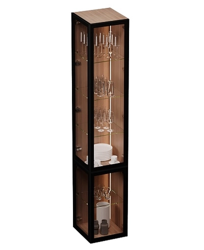 Шкаф завершающий для посуды со стеклянными дверьми в алюминиевом профиле с подсветкой R225