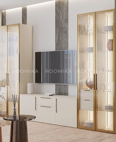 Шкаф со стеклянными фасадом полки стекло R220.1