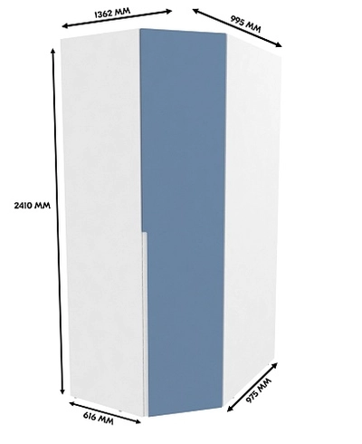 Шкаф угловой, фасады в эмали LE209.60 L/R
