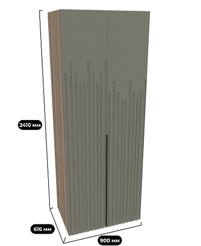 Шкаф 2 дверный, фрезерованные фасады в эмали LE210.60-3