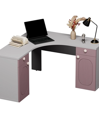 Cтол угловой равносторонний, фрезерованные фасады в эмали LE716