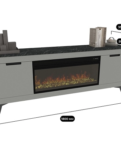 Тумба ТВ напольная с электрокамином на декоративных опорах LE545.350