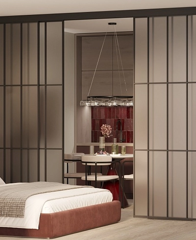 Светопрозрачная перегородка-купе, стекло Сатинато GRACE 14