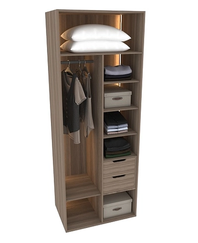 Шкаф для спальни с полками и штангой с подсветкой R210.60-4