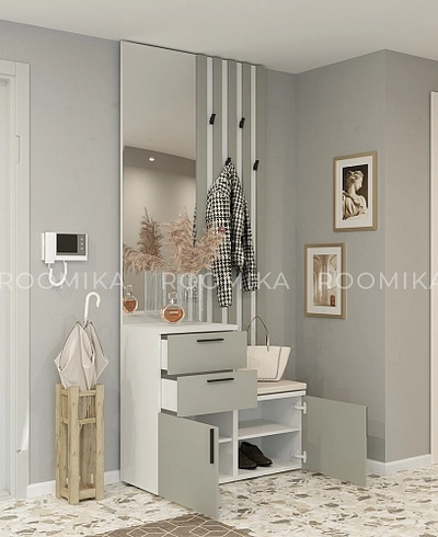 Тумба с зеркалом и крючками L423