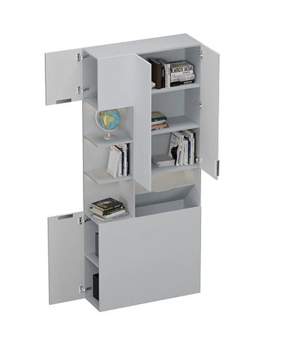 Шкаф с нишей с подсветкой, фрезерованные фасады в эмали LE212.3-90