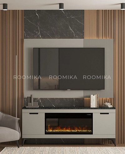 Тумба ТВ напольная с электрокамином на декоративных опорах LE545.350