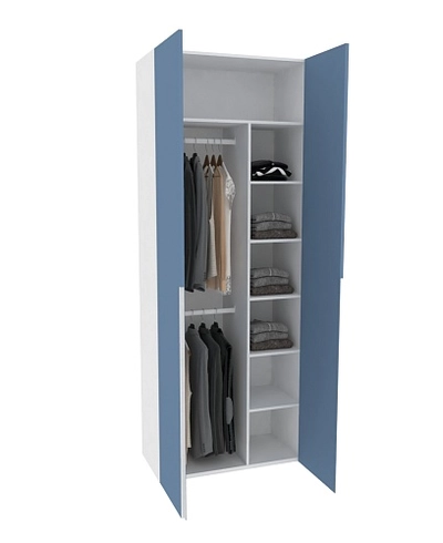 Шкаф двухдверный узкий, фасады в эмали LE210.44-4