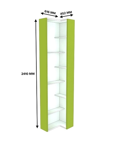 Стеллаж завершающий угловой разносторонний  с подсветкой L230.60 L/R