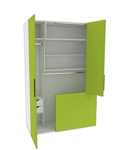 Шкаф двухдверный с фальш-стенкой и раздвижжными дверьми L205 L/R