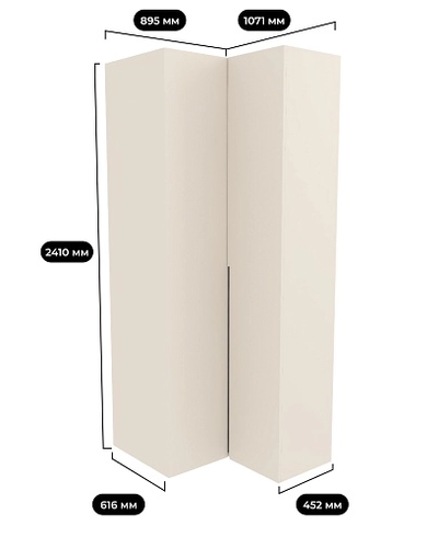 Шкаф угловой, фасады в эмали LE207 L/R