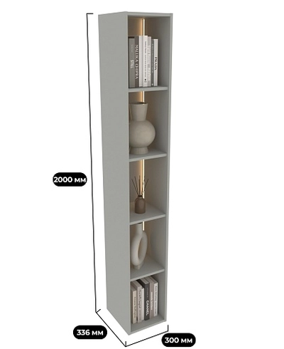 Стеллаж R314 на тумбу R502, R508 с подсветкой