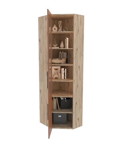 Шкаф угловой книжный со стеклом разносторонний с подсветкой L247.44 L/R