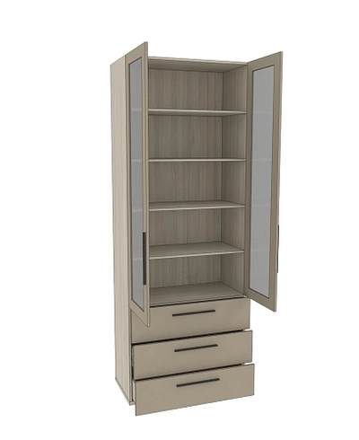 Шкаф книжный с тремя ящиками со стеклом L213S