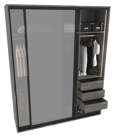 Шкаф-купе ХG216.60-4, профиль INTEGRO, стекло Сатинато белое, с подсветкой