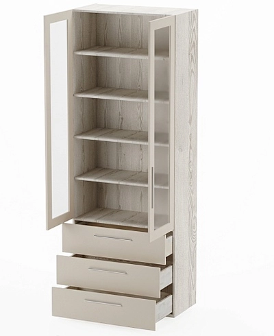 Шкаф книжный с тремя ящиками со стеклом L213S