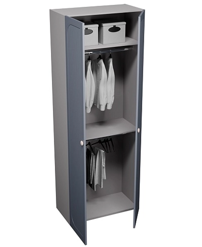 Шкаф двухдверный узкий, фрезерованные фасады в эмали LE210.44-1