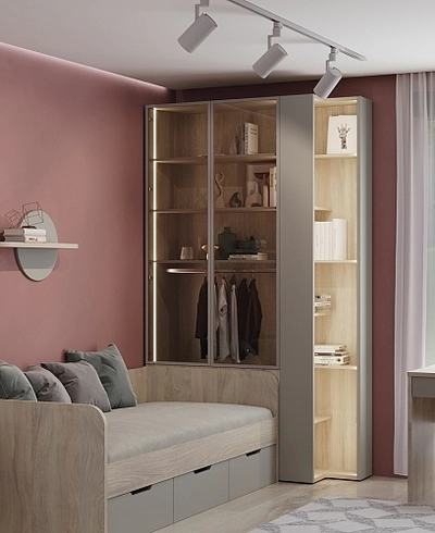 Шкаф двухдверный со стеклом в профиле с подсветкой LF212.4-90