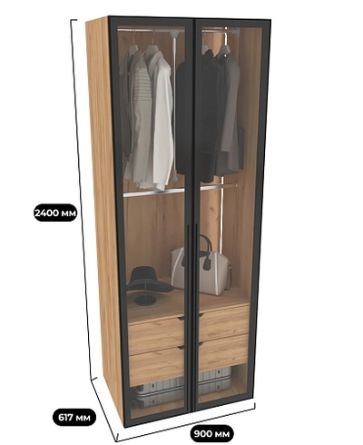 Шкаф для спальни с двумя ящиками с подсветкой R210.60-6