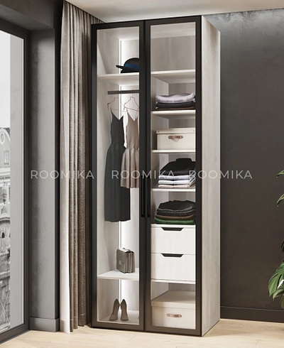 Шкаф для спальни с полками и штангой с подсветкой R210.60-4