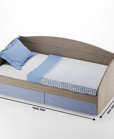 Кровать односпальная с ящиками P902N, 90x190