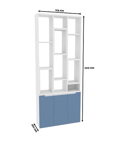 Стеллаж-тумба перегородка со вставками, фасады в эмали LE239