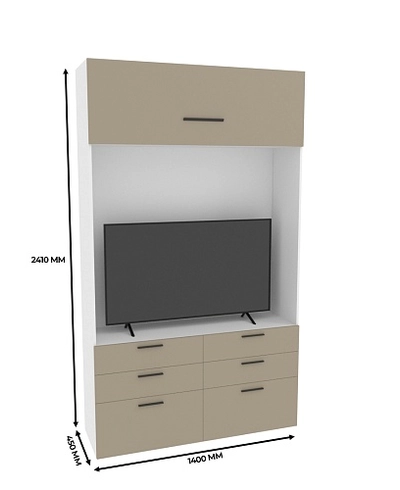 Секция с комодными ящиками и антресолью L411