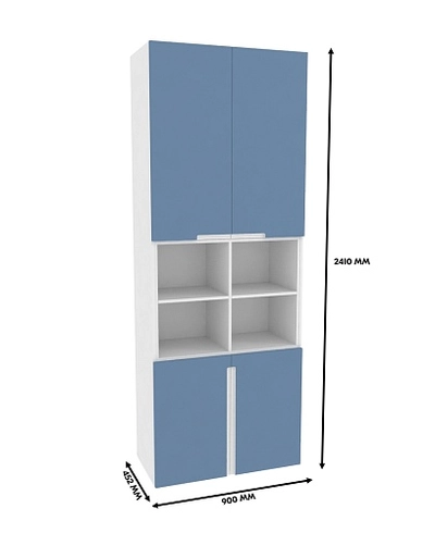 Шкаф книжный с нишей, фасады в эмали LE216