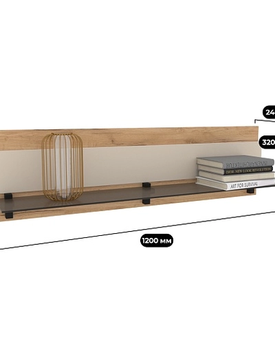 Полка со стеклом, панель МДФ R120.2