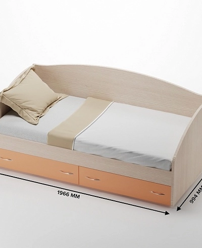Кровать односпальная с ящиками P902N, 90x190
