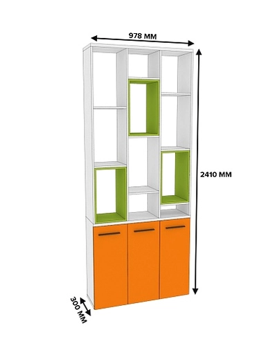 Стеллаж-тумба перегородка со вставками L239