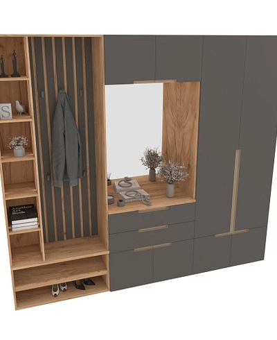 Лацио прихожая, фрезерованные фасады в эмали 30