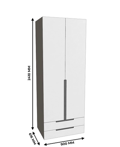 Шкаф 2 дверный с ящиками, фасады в эмали LE211.60