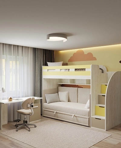 Кровать чердак с раскладным диваном для подростка